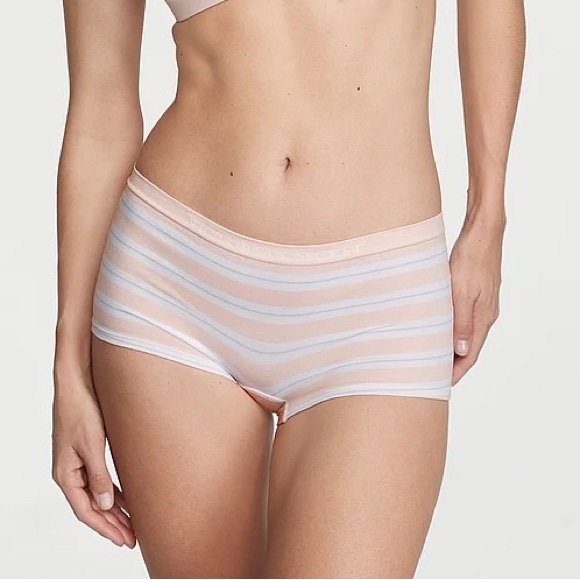 Victoria's Secret Seamless Boyshort Panty Purest Pink Stripe Large NEW - Picture 4 of 6